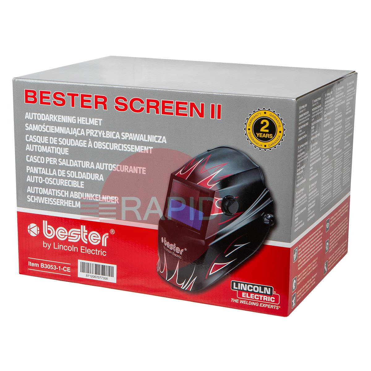 B3053-1-CE  Lincoln Bester Screen II Auto Darkening Welding Helmet, Shades 9-13 Variable